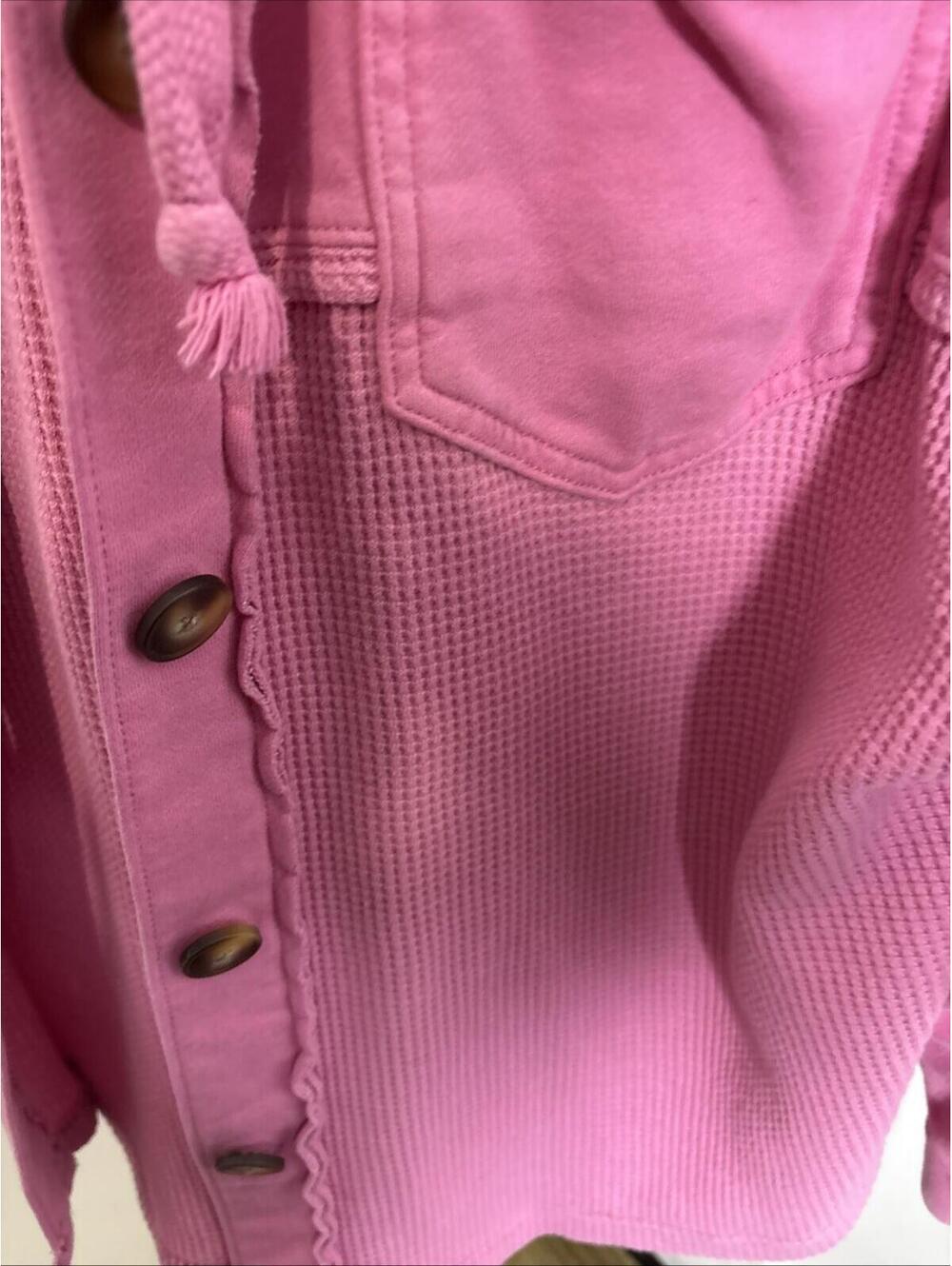 American Eagle Pink Waffle Knit Shacket Medium Hoodie Button Up - Picture 2 of 14